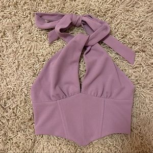 Princess Polly lilac halter neck crop top